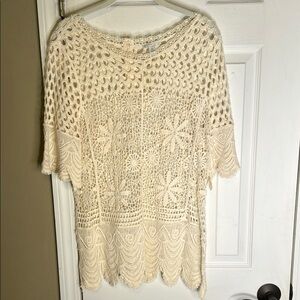 Cream Crochet Top Size Medium